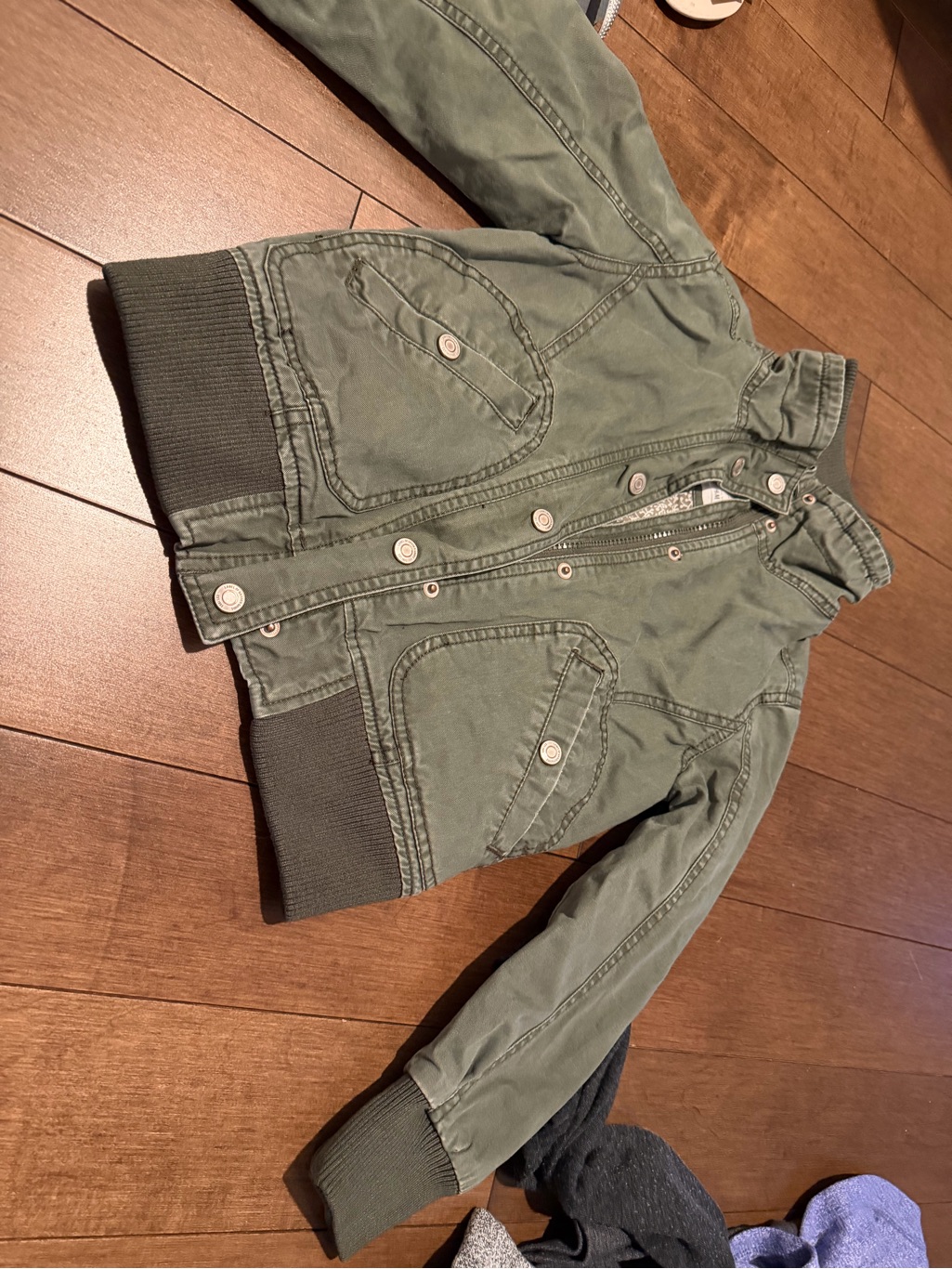 H&M Olive Utility Jacket With Patterned Lining
